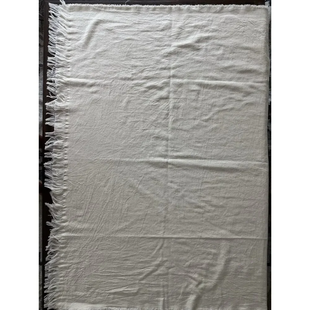 Zest Cream Throw Blanket Lightweight Neutral Soft Woven Yoga Travel Car